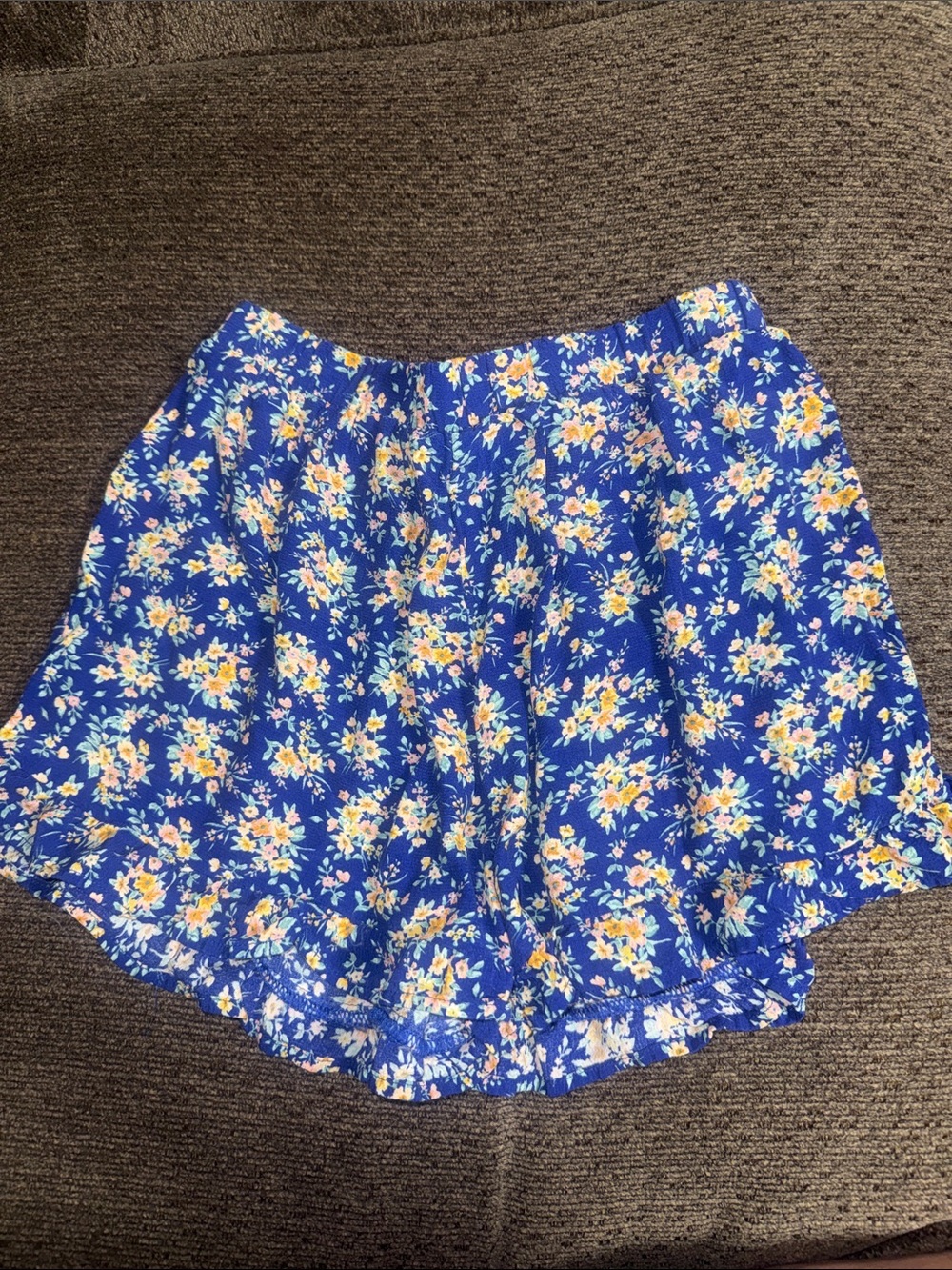 American Eagle Royal Blue Floral Elastic Waist Shorts